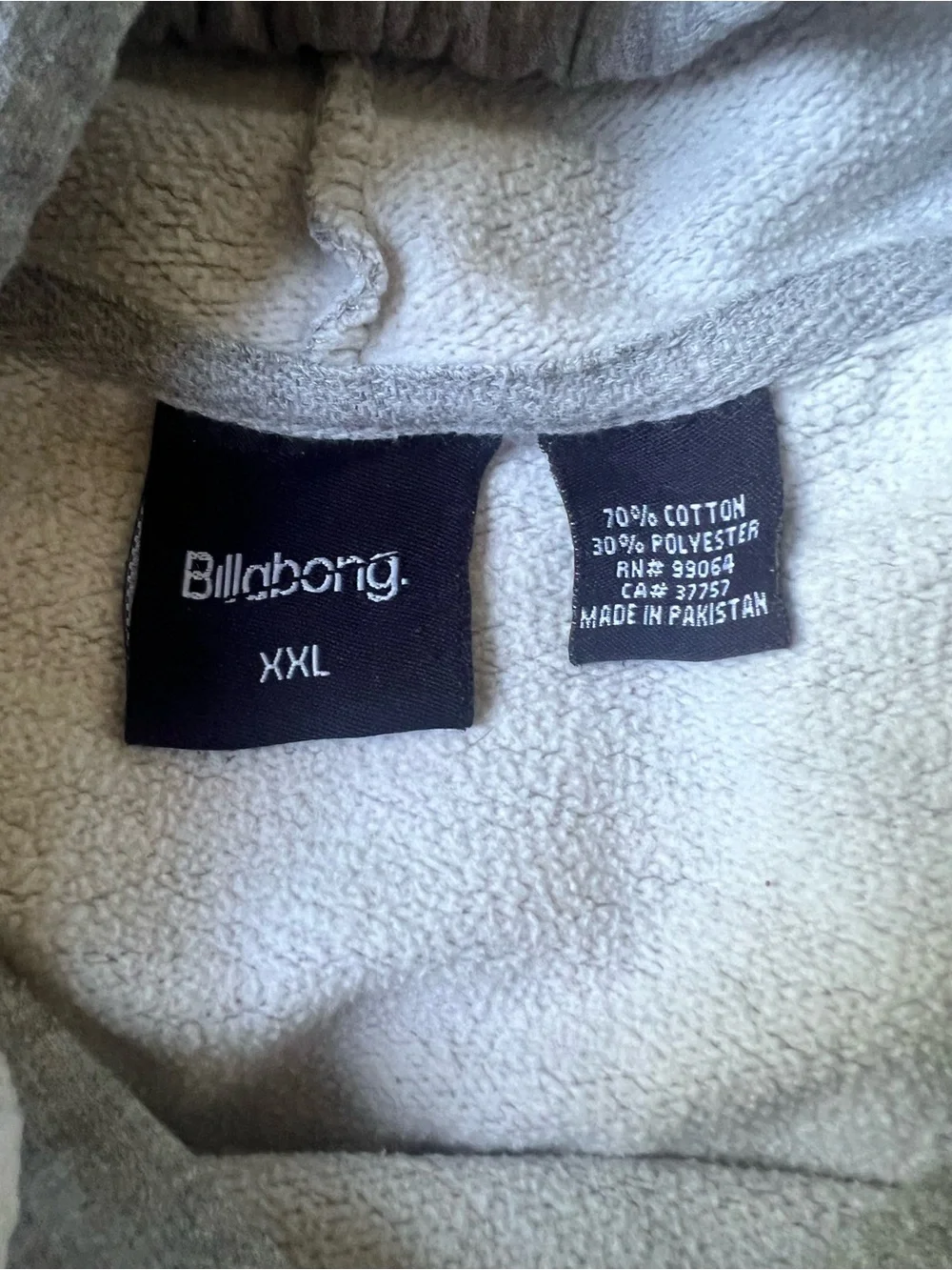 Vintage Y2K Billabong Los Angeles California Hoodie Mens XXL Faded Gray Pullover